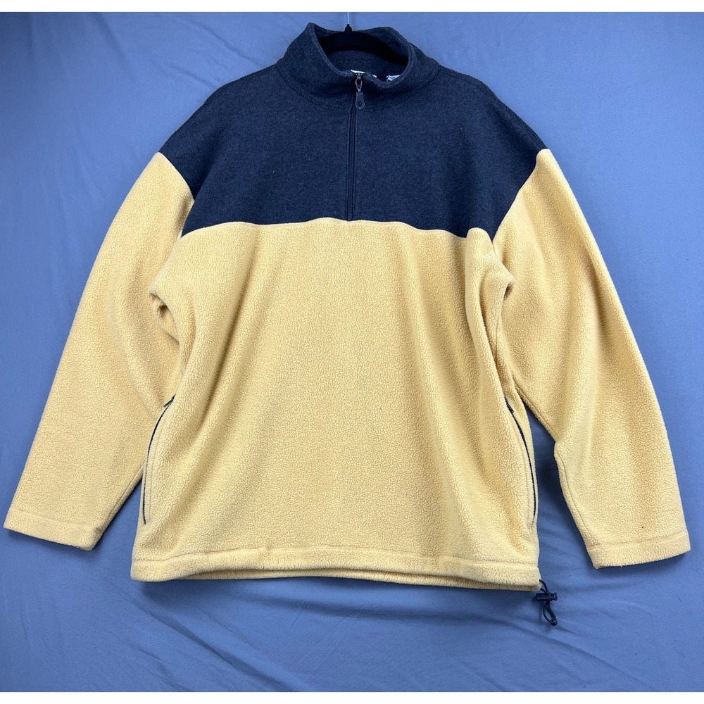 Covington Fleece Pullover Mens Large 1/4 Zip Yellow Navy Colorblock Good